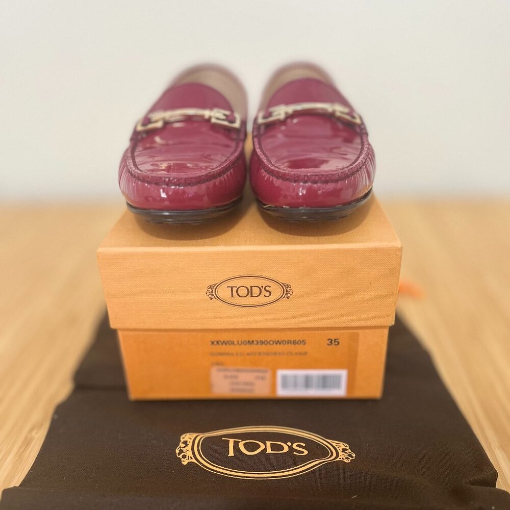 Authentic Preowned Tod's Women's Gommino Driving Shoes Bordeaux EU 35 (with box)